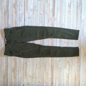 Mid rise olive green skinny ankle jeans